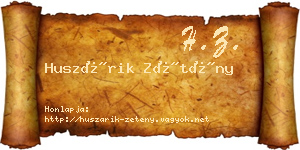 Huszárik Zétény névjegykártya